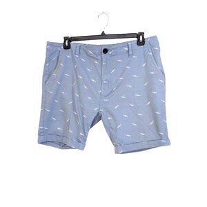 Aero Stretch Classic Shorts Men's Size 38 Blue All Over Print Shark Fish Cotton